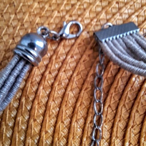 Necklace like new, large handmade, black and beige