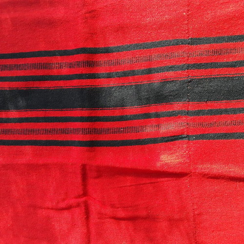 Woven blanket like new, handmade red with black stripes