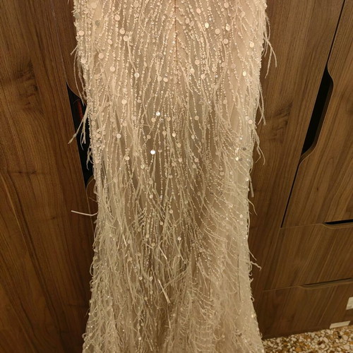 Wedding Dress Like New by Stylianos, Beige Silver, Size S