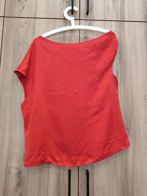 Asymmetric satin sleeveless blouse Mind Matter like new, red, size M