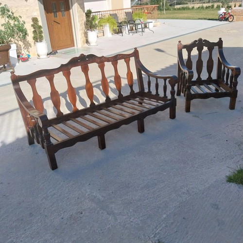 Monastic three-seat sofa with armchair used