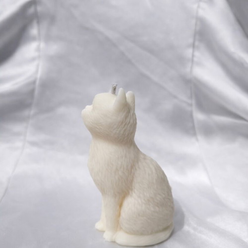 Vegetable candle cat new made of rapeseed wax