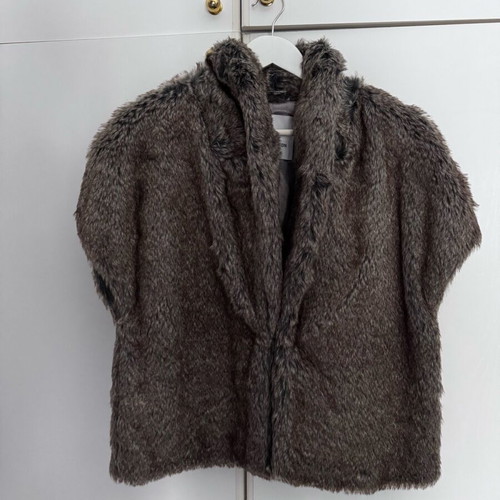 Fur vest BSB like new, size 40, gray and brown