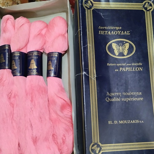 DMC lace thread new, number 40, pack of 4 pink skeins