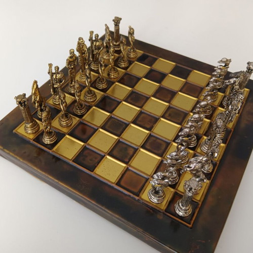 Vintage metal chess set Fantasy Medieval 32 pieces