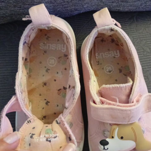 Pink Canvas Shoes No25 with Dog Design for Girls like new