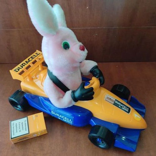 Vintage Duracell Racing Bunny used, clean non-working
