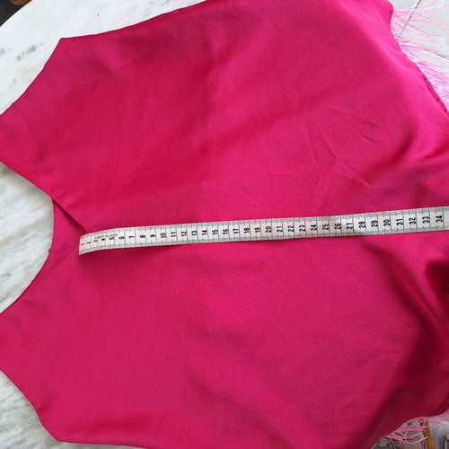 Satin fuchsia camisole like new with pink feathers