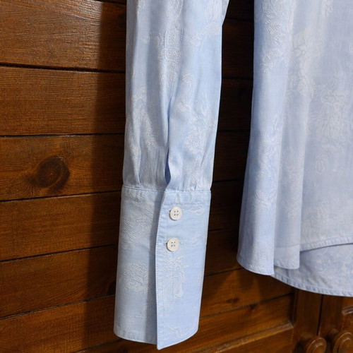 Hilditch & Key women's shirt Made in Britain, blue floral paisley