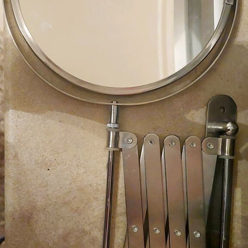 Magnifying bathroom mirror silver foldable new