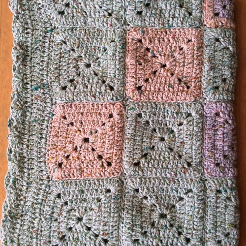 Bebe blanket small purple salmon green new 80x65cm