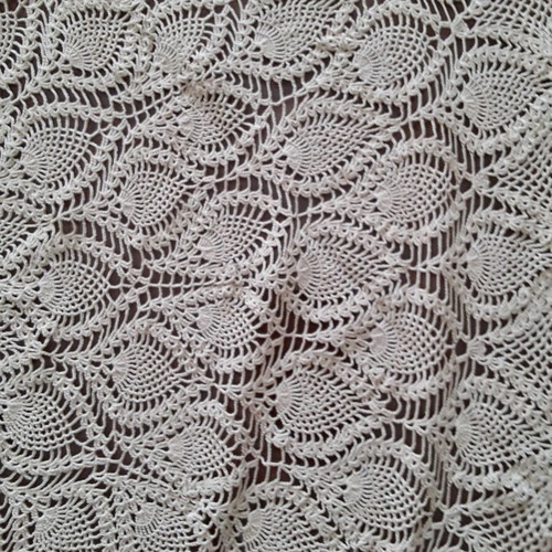 Handmade round tablecloth beige 1.60m diameter