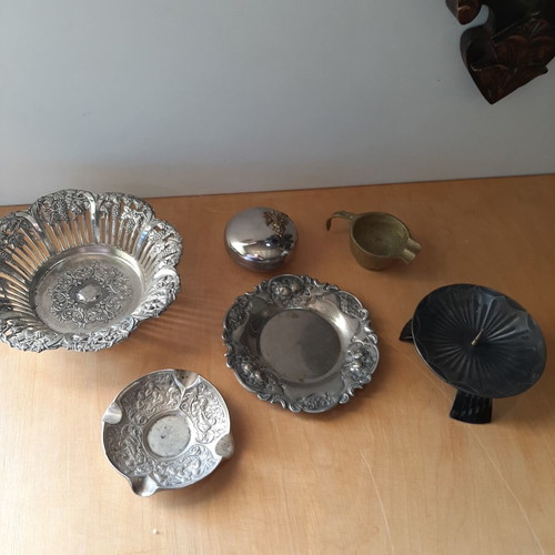 Vintage metalware set used, bronze and silver plated