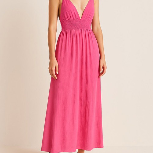 Maxi summer dress like new, fuchsia