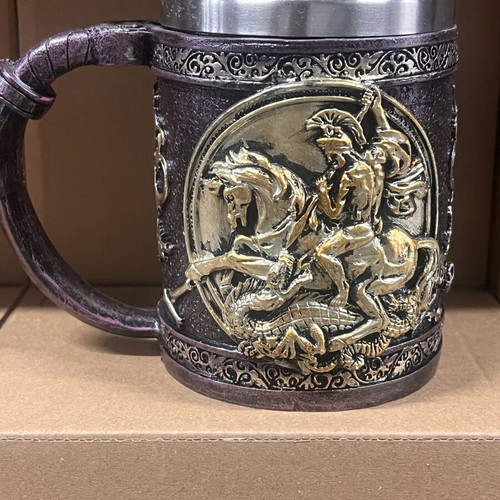 Decorative Mug with 3D Saint George and Dragon Design, New