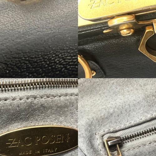 Zac Posen черна кожена чанта употребявана с златисти детайли