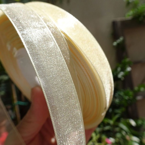 Organza ribbons vintage, like new, pack of 20 rolls 15 mm champagne cream