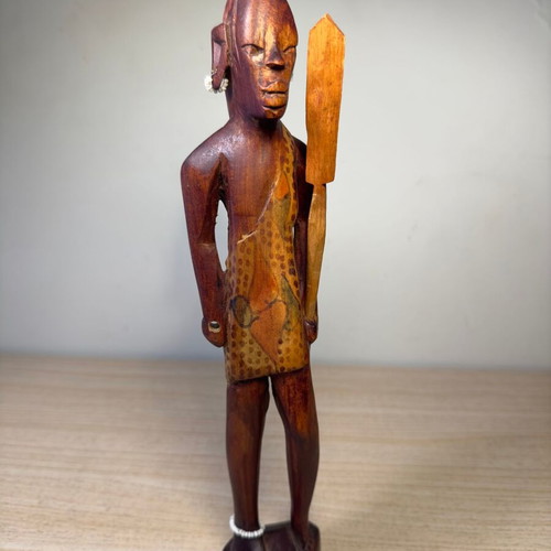 Handmade Maasai couple used, vintage art figures from Kenya 30 cm