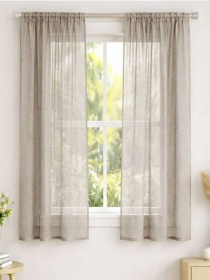 Window Curtain with Beige Sheer Fabric 140x140cm New