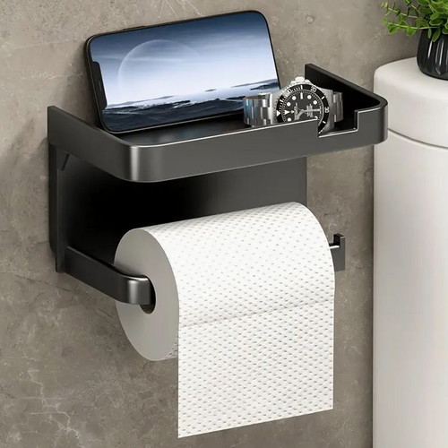 Self-adhesive toilet paper holder with phone shelf new