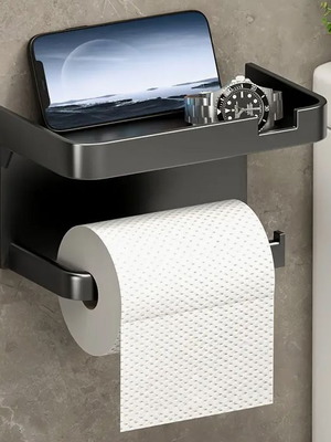 Self-adhesive toilet paper holder with phone shelf new