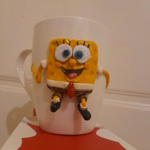 Mug decorated with polymer clay new