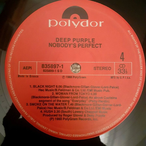Deep Purple Nobody's Perfect 2xLP used rock album