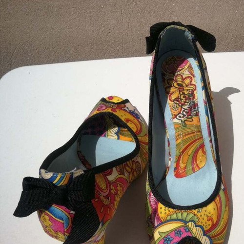 HoyVoy Peep Toe shoes used, colorful, size 37