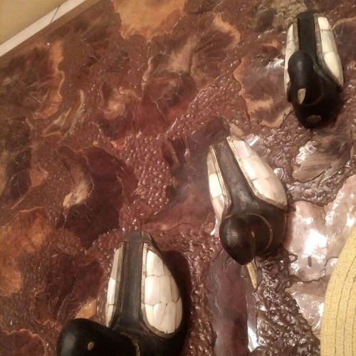 Decorative duck set of 5 with mother-of-pearl and bronze new