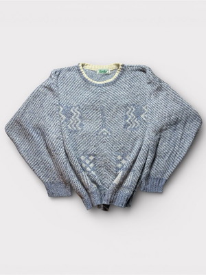 Vintage 2000s knitted sweater L-XL men's like new, white turquoise