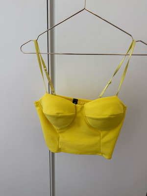 Κίτρινο κορσέ bustier σαν καινούργιο, ρυθμιζόμενες τιράντες, μέγεθος S