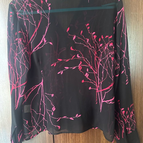 Fenn Wright Manson Silk Shirt Black with Fuchsia Size 38 M Like New