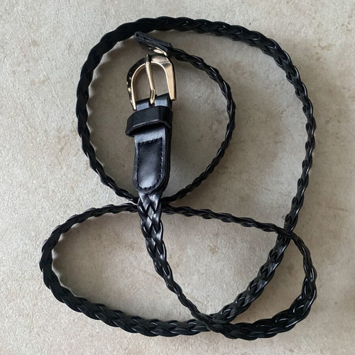 Belt like new, black braided design with gold buckle, adjustable