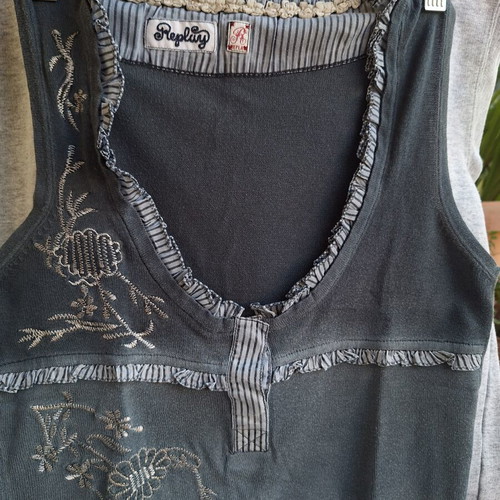 Replay vintage sleeveless top used, cotton, small, grey ombre