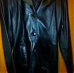  Μακρυ δερματινο σακακι παλτο μαυρο αληθινο δερμα vintage