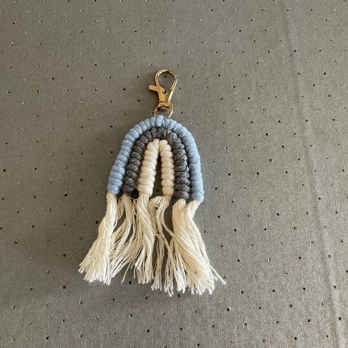 Handmade macrame rainbow keychain