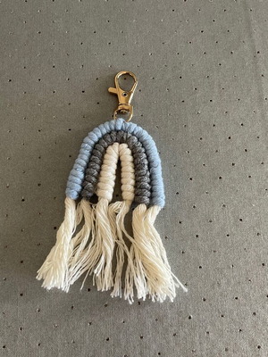 Handmade macrame rainbow keychain