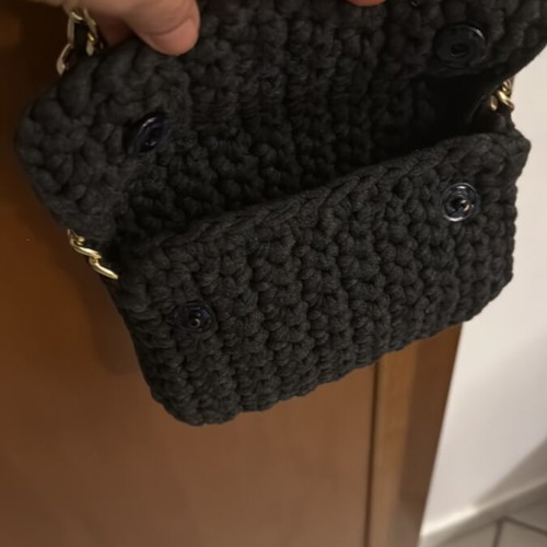 Knitted bag new dark gray 20x14 cm handheld