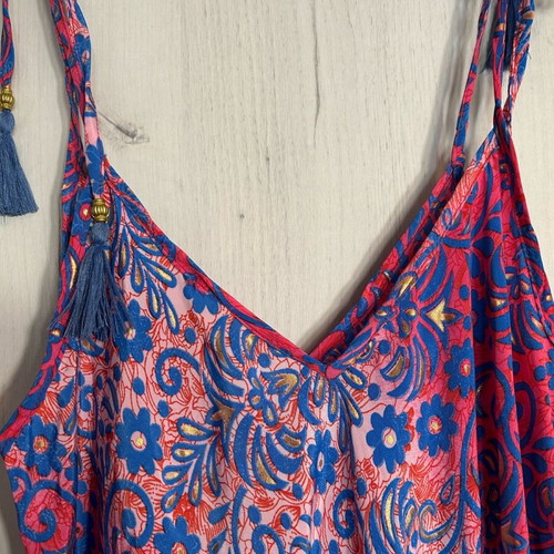 Long colorful dress new, with golden details, one size
