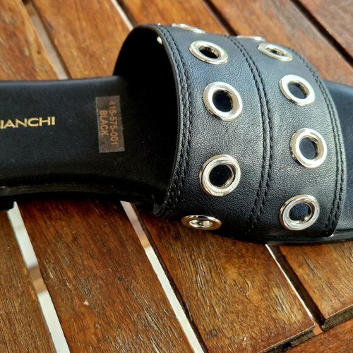 Sandals with Decorative Eyelets Like New, Size 38, Black
