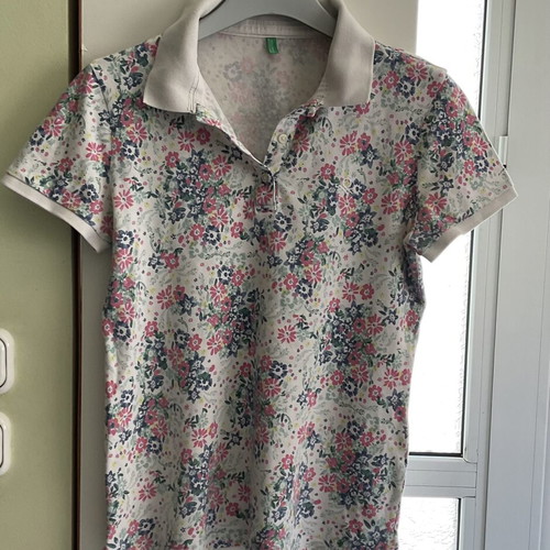 Benetton women's polo shirt used, multicolor, size M