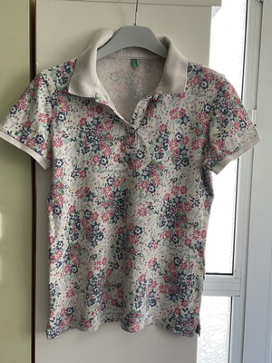 Benetton women's polo shirt used, multicolor, size M