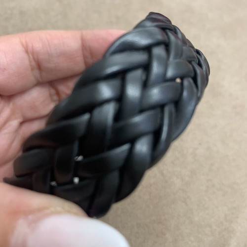 Ascot men's bracelet with black leather braid and metal clasp like new