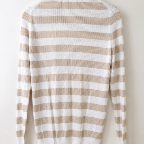 Massimo Dutti women's striped knit sweater beige white size S 36