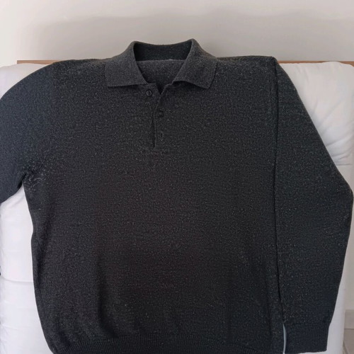 Men's gray sweater XL used with polo collar and buttons