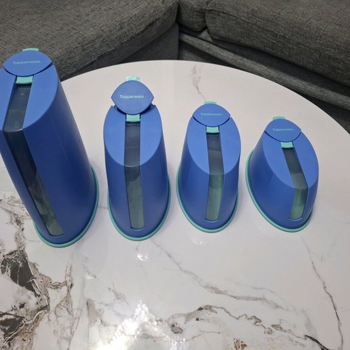 Tupperware Modular Oval Container Set of 4 Blue Veraman Like New