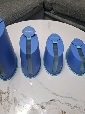 Tupperware Modular Oval Container Set of 4 Blue Veraman Like New