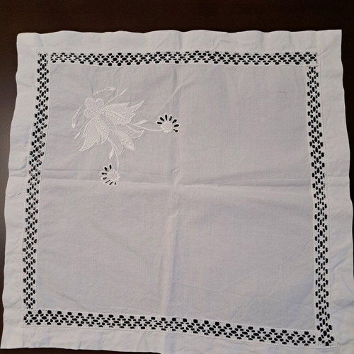 Handmade table linens used with cutwork embroidery, set of 4, 38×38