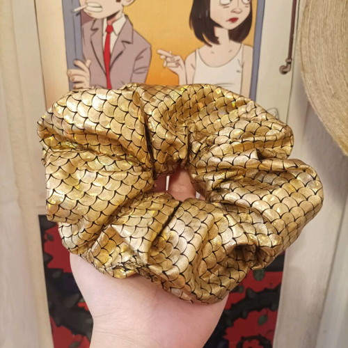 Mermaid hairstyle scrunchy new, iridescent gold fabric