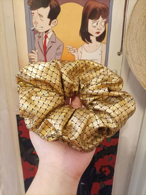 Mermaid hairstyle scrunchy new, iridescent gold fabric
